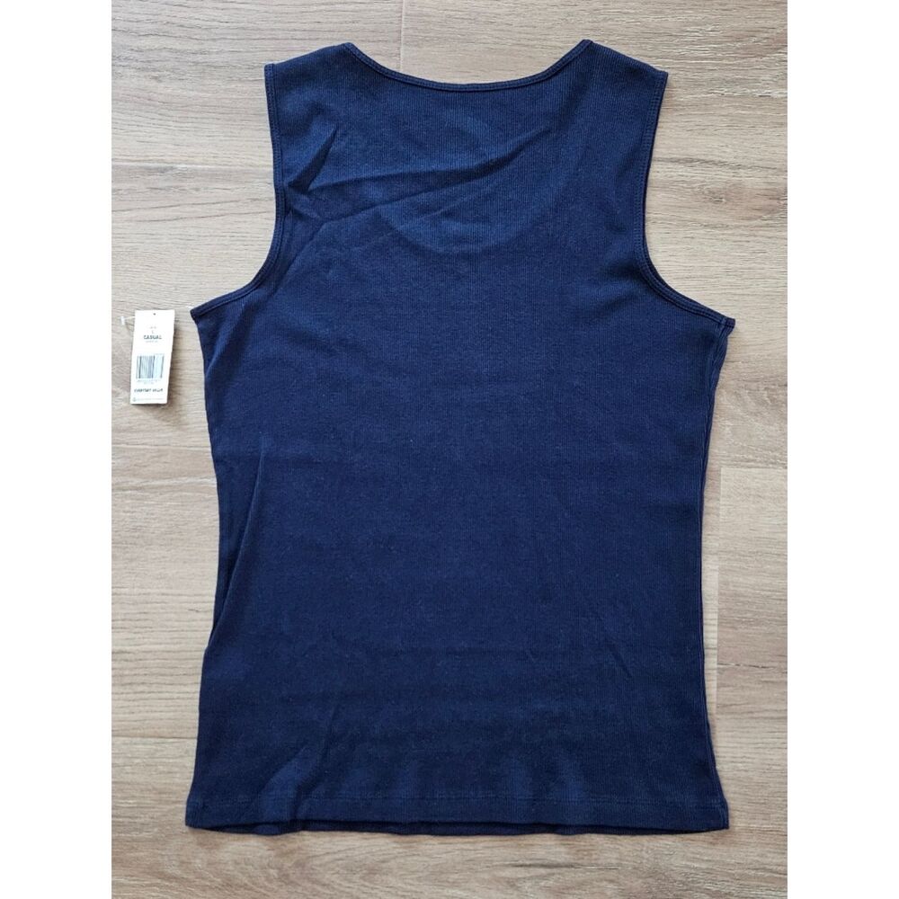 Kim Rogers Navy Ribbed Tank Top Size L - Picture 5 of 5